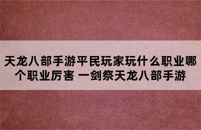 天龙八部手游平民玩家玩什么职业哪个职业厉害 一剑祭天龙八部手游